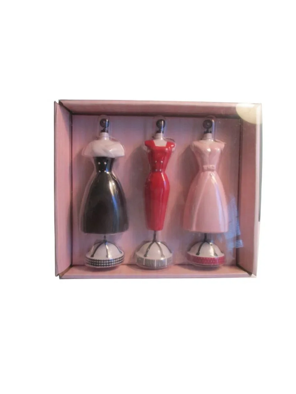 *'Barbie' Hallmark Photo Holders - NIB - Set Of 3 - Black Red Pink Dress Design